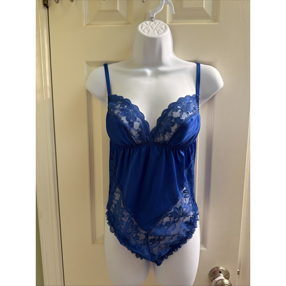 Vintage Dolores Promise by Poirette ILGWU Lace Teddy Romper Bodysuit 80s Sz 36